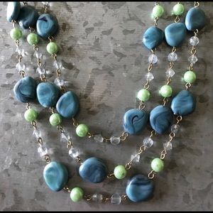 Three Tier Necklace in Turquoise, Green an…